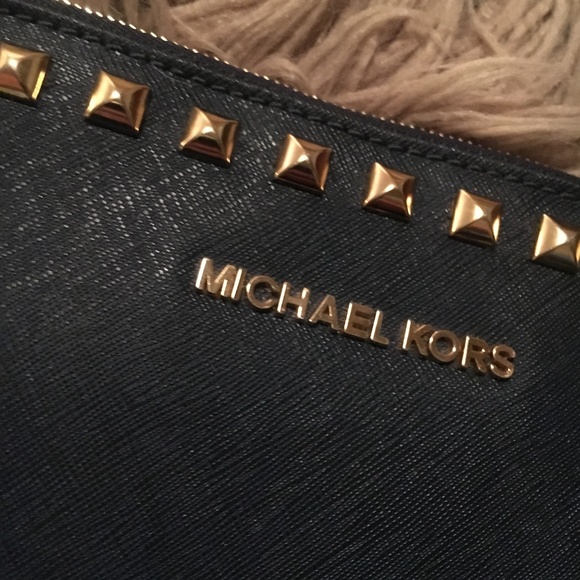 Michael Kors Studded Navy Clutch - Picture 6 of 6